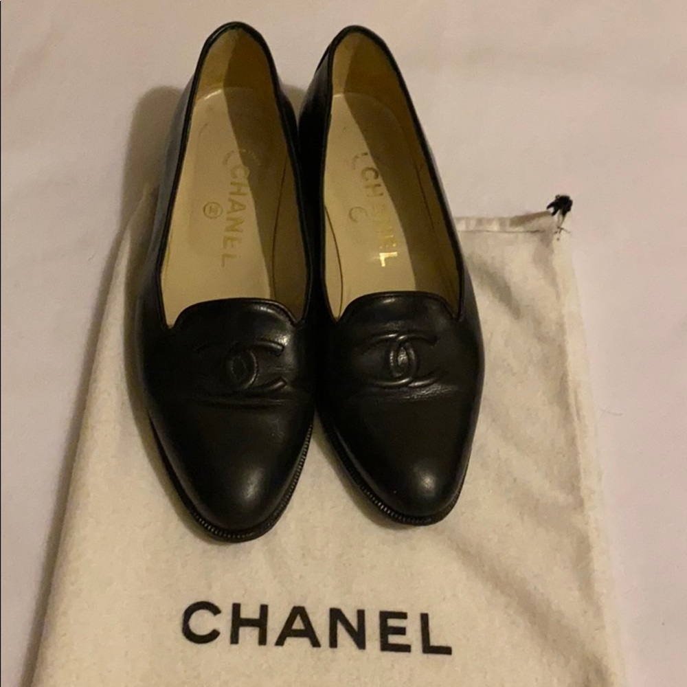 COPY - Chanel black leather loafers